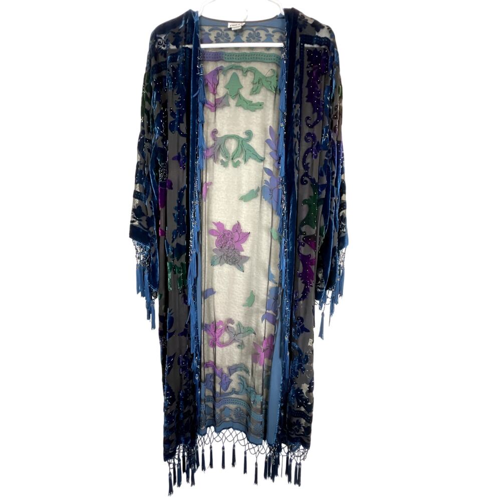 Chico's vintage black Velvet Burnout Traveler's Duster.